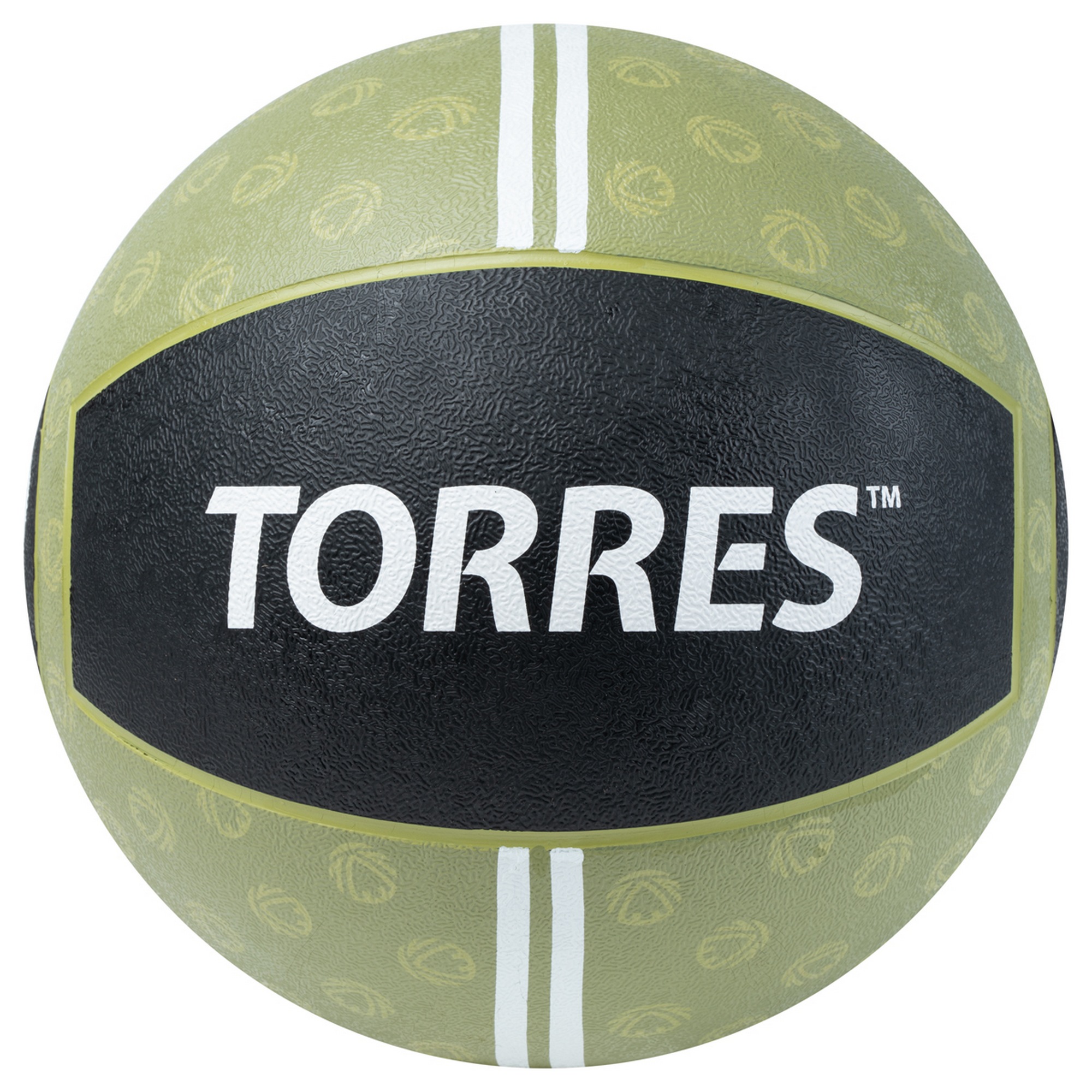 Медбол 9кг, d27,5см, резина Torres AL00239 хаки-черный