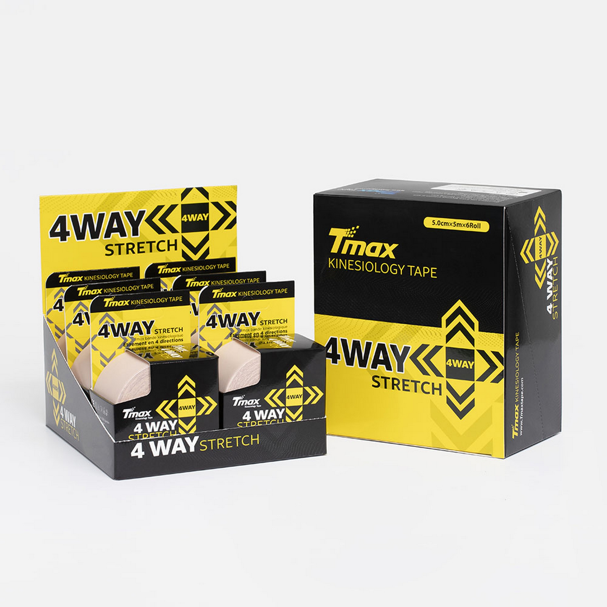 Тейп кинезиологический Tmax 4 WAY Biege (5смx5м) 20211227 телесный