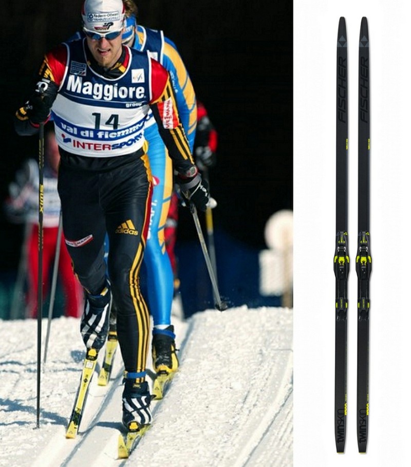 Лыжи беговые Fischer Twin Skin Race Stiff IFP черный