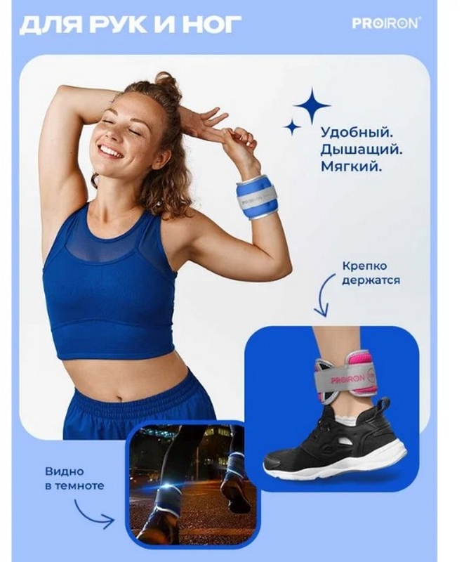 Утяжелители для рук и ног, 2шт по1кг PROIRON УТ210