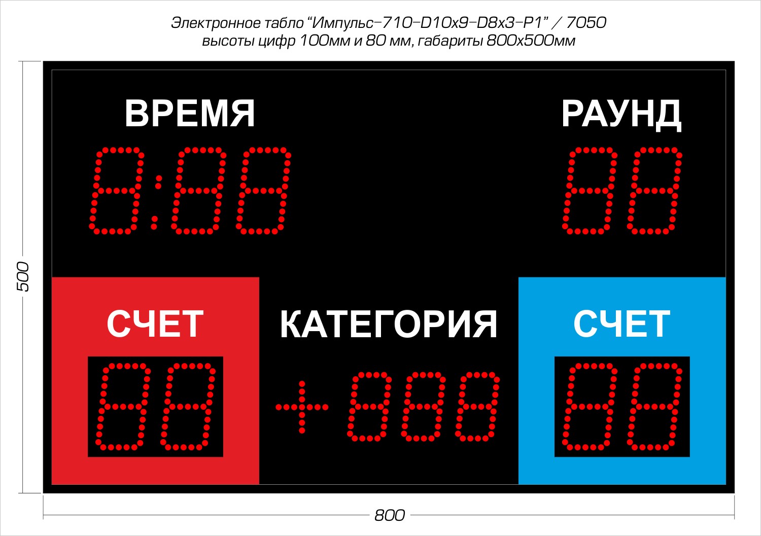 Табло для бокса Импульс 710-D10х9-D8x3-P1