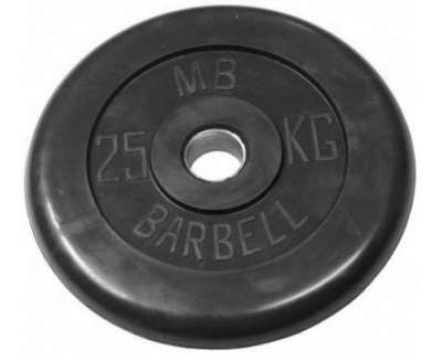 Диск обрезиненный (металлическая втулка) 25кг MB Barbell MB-PltB26-25 черный