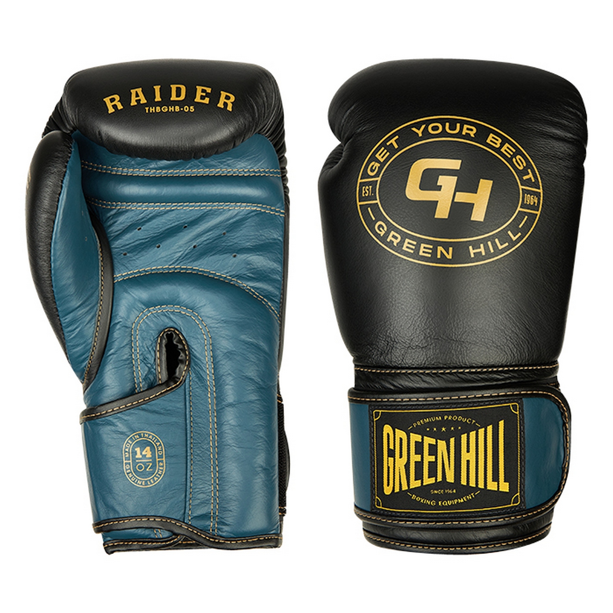 Боксерские перчатки Green Hill RAIDER THBGHB-05 чёрно-голубой