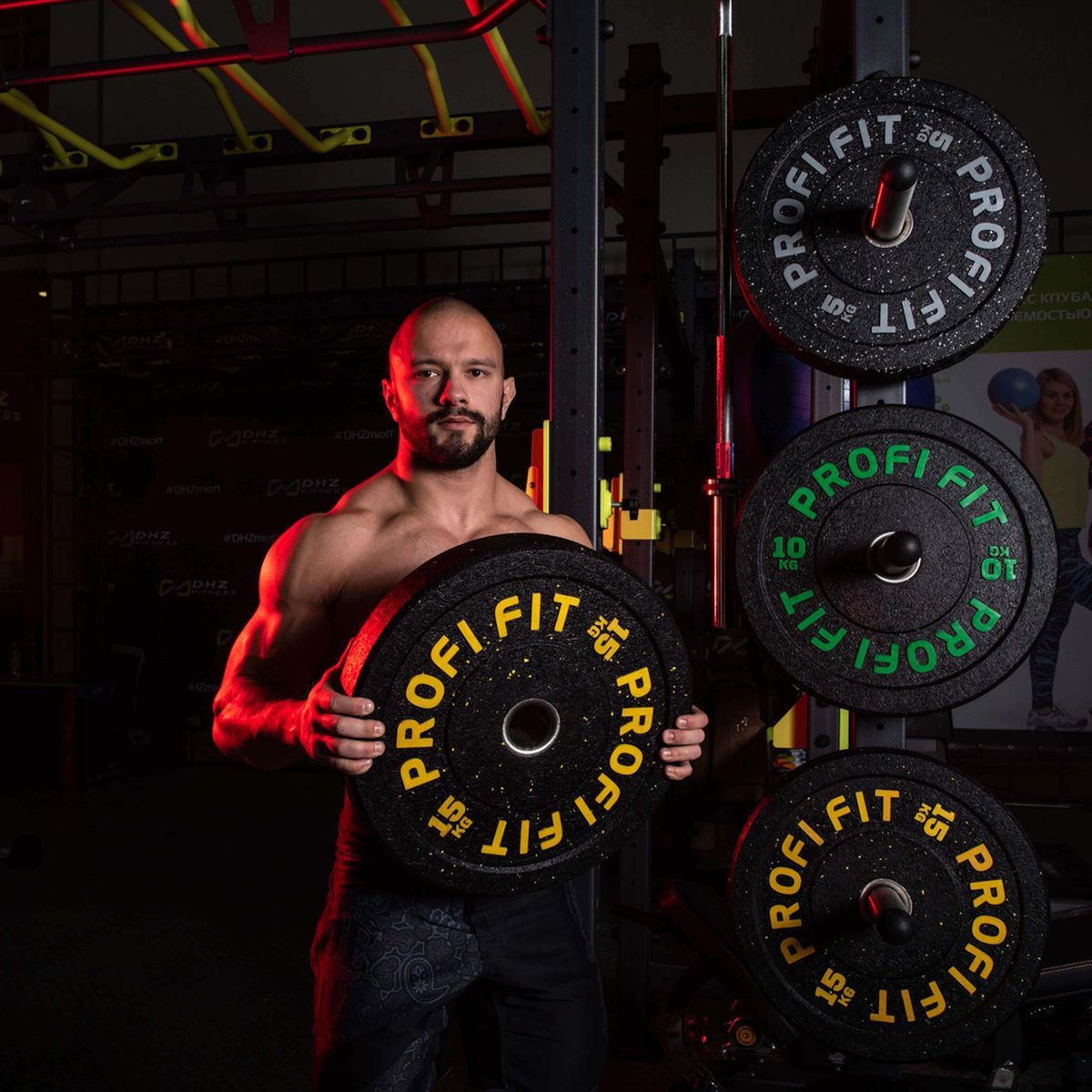 Диск для штанги Hi-Temp с цветными вкраплениями, d51 15кг Profi-Fit