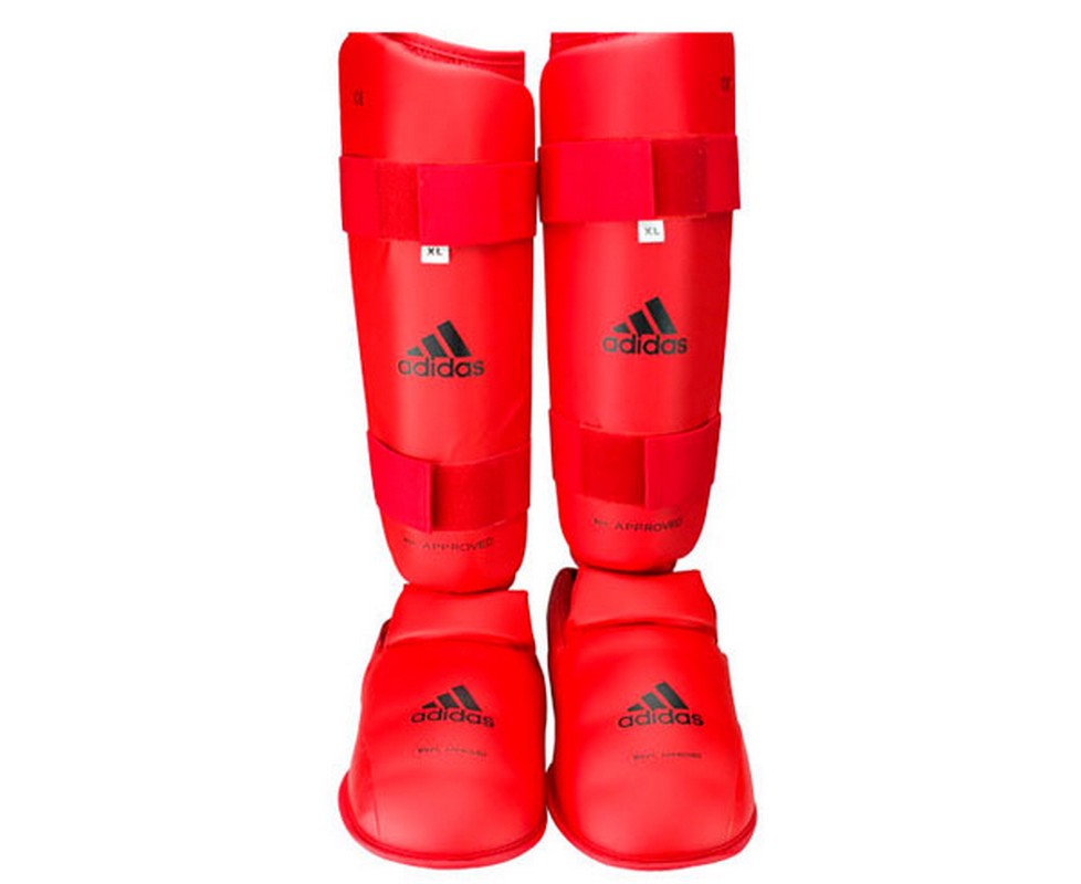 Защита голени и стопы Adidas WKF Shin & Removable Foot красная 661.35