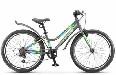 Велосипед 24" Stels Cristy 420 V Z010 (рама 12) (ALU рама) (6-ск.) X0000001692 Матовый серый\зеленый 2025 (М)