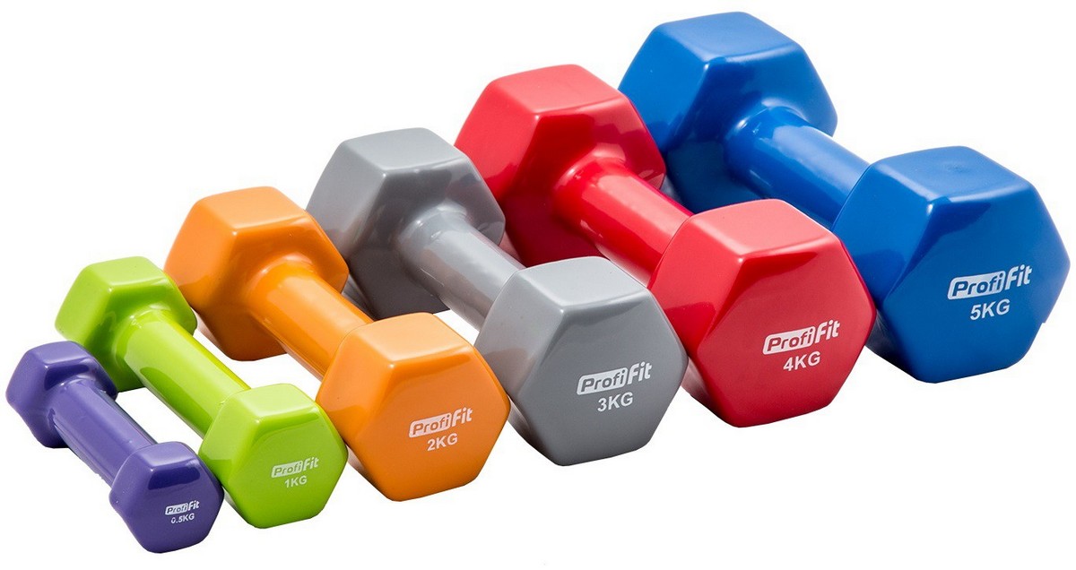 Гантель в виниловой оболочке, шестигранник 0,5 кг Profi-Fit фиолетовая