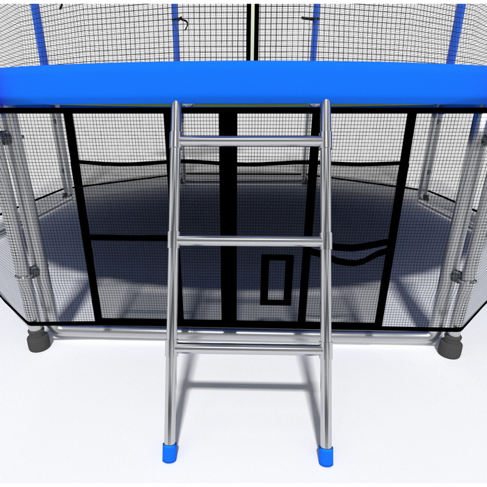 Батут i-Jump Classic Basket 10FT 306 см с нижней сетью и лестницей синий