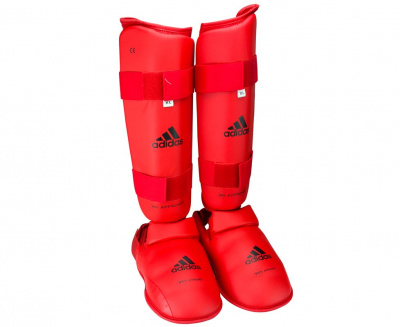 Защита голени и стопы Adidas WKF Shin & Removable Foot красная 661.35