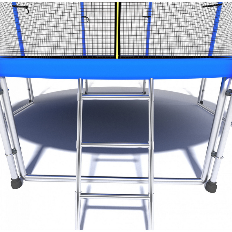 Батут i-Jump Classic 12FT 366 см с нижней сетью и лестницей синий