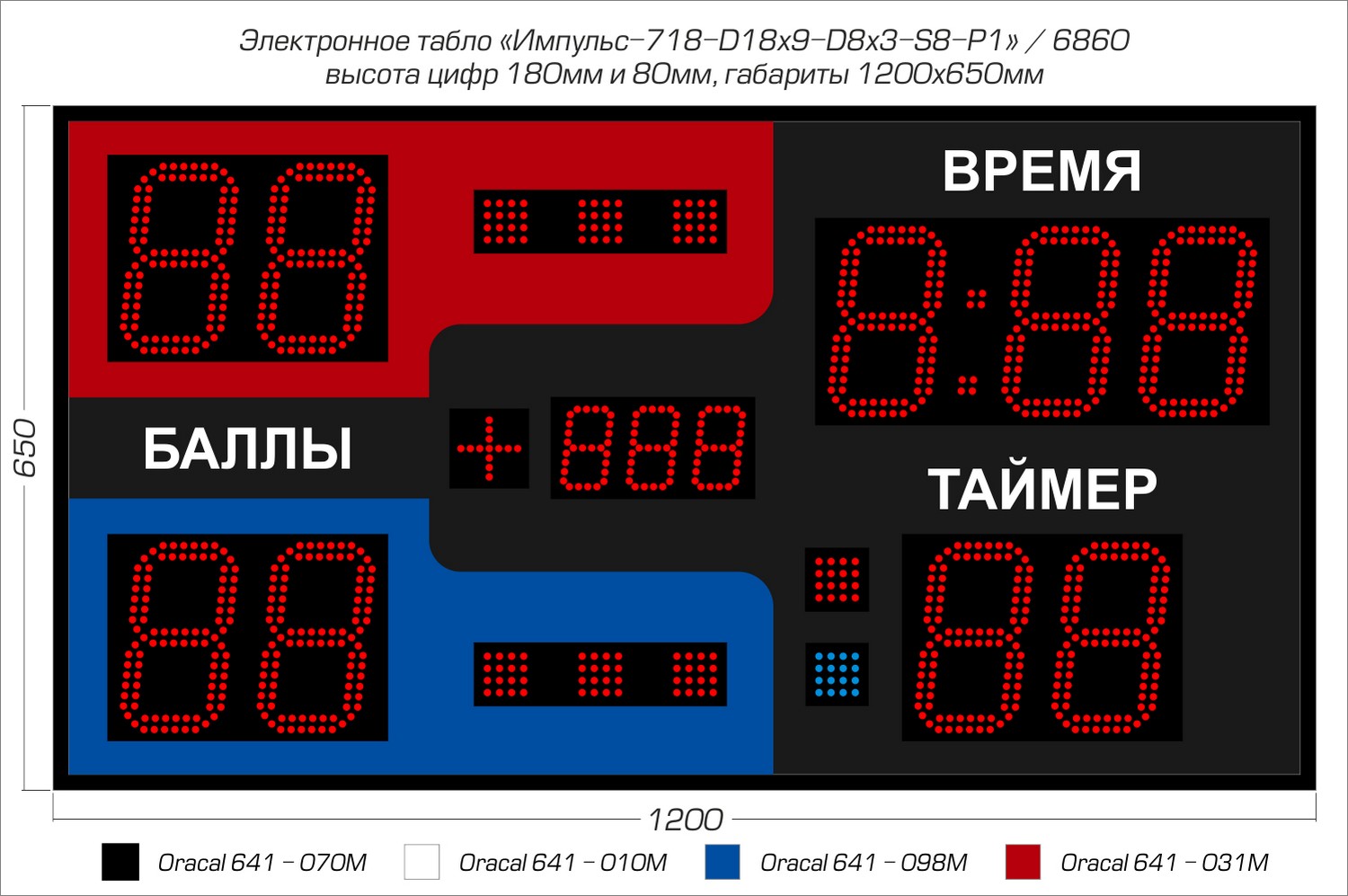Табло для самбо Импульс 718-D18x9-D8x3-S8-P1