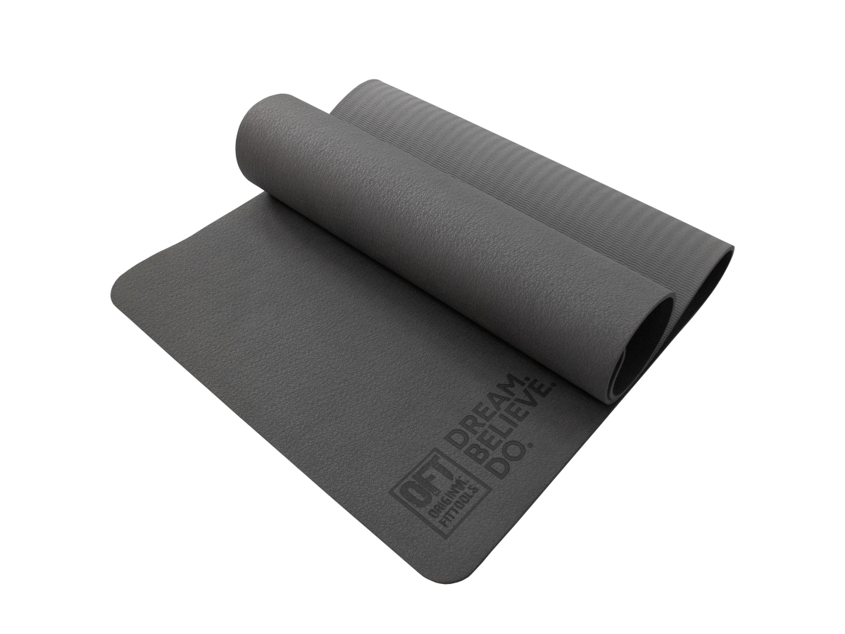 Коврик для йоги и фитнеса 185х80x0,8 см TPE Original Fit.Tools FT-TPE-18580-22 серый