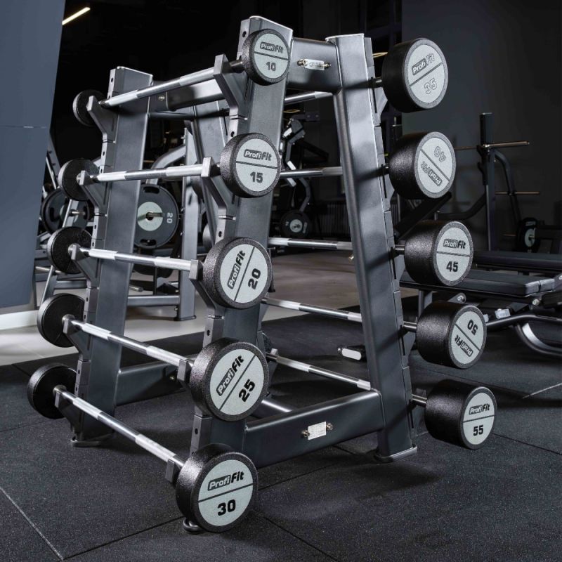 Набор прямых полиуретановых штанг LEVEL 35-55кг (шаг 5 кг, 5 шт) Profi-Fit
