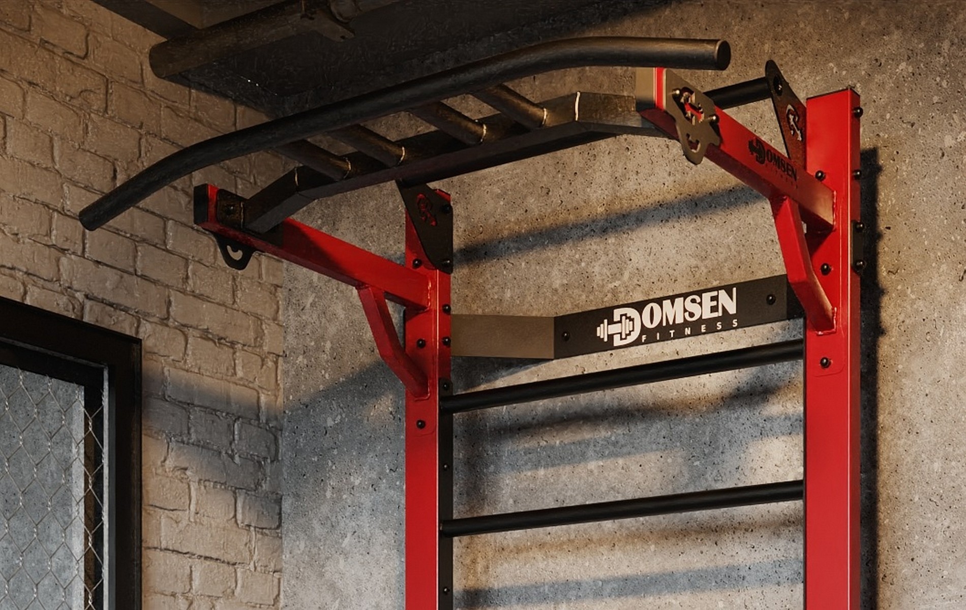 Профессиональная шведская стенка с брусьями и турником Domsen Fitness Ds46R Red
