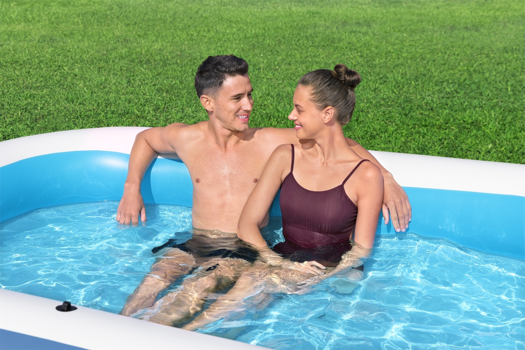 Детский надувной бассейн 254х178x140см, 778 л, от 6 лет Bestway Summer Blissn, с навесом 54449