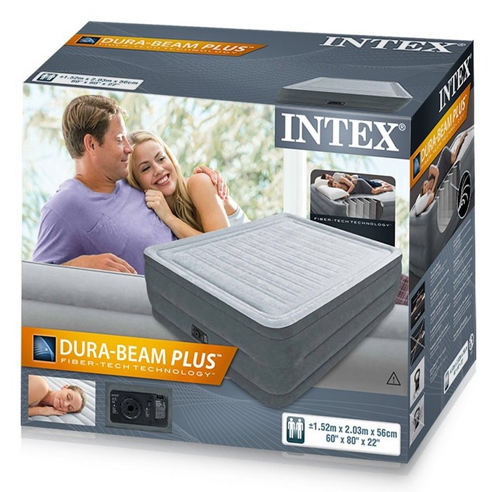 Надувная кровать Intex Comfort-Plush 152х203х56см, встроенный насос 220V 64418