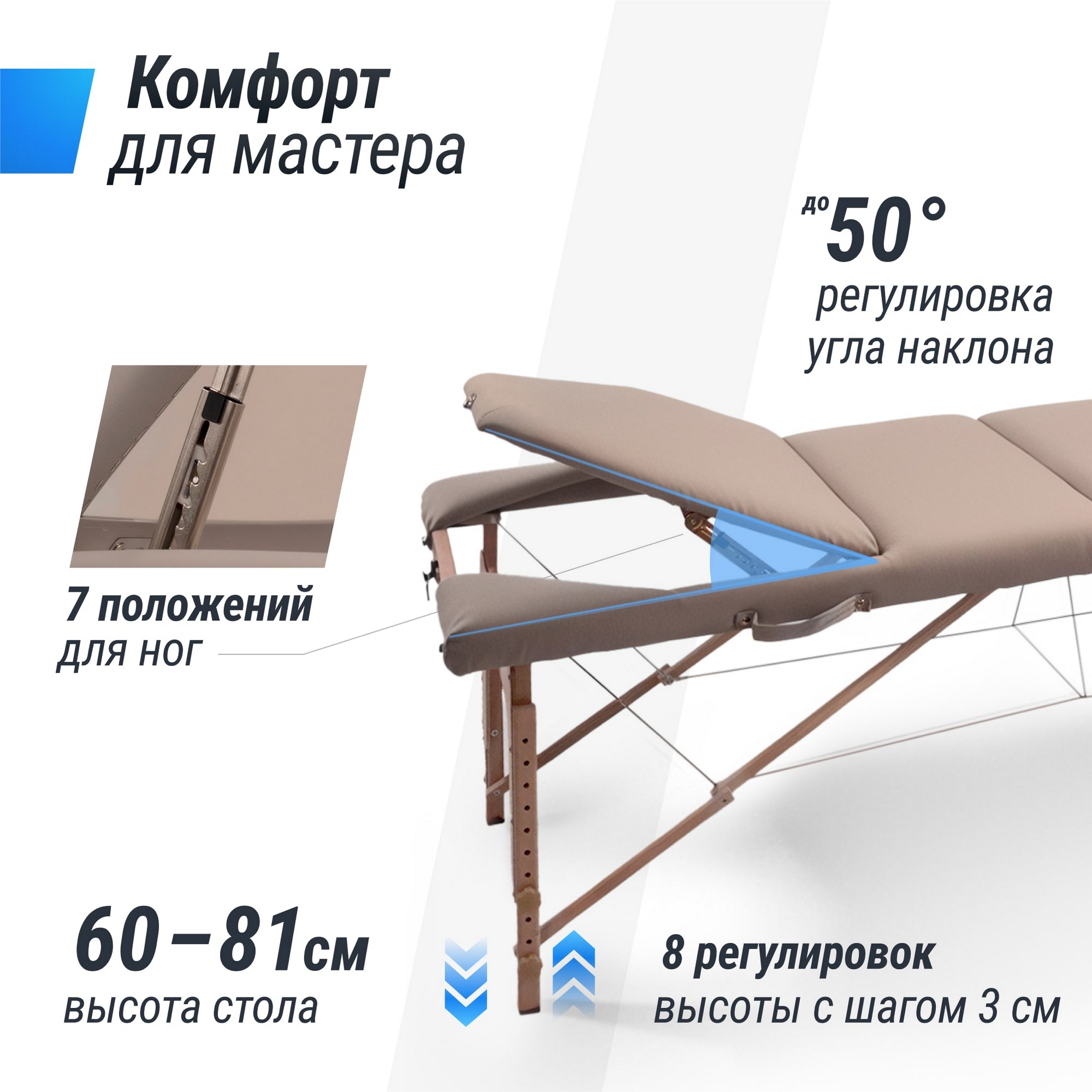 Массажный стол 3 Section Unix Serenity MTSERENITYGY Grey