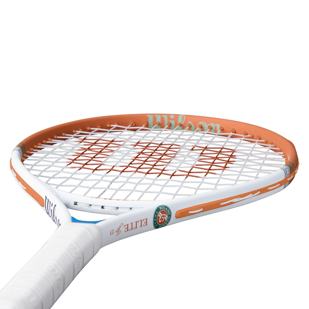 Ракетка для большого тенниса для детей 8-10 лет, алюминий, со струнами Wilson Roland Garros Elite 25 WR193410H оранжево-белый