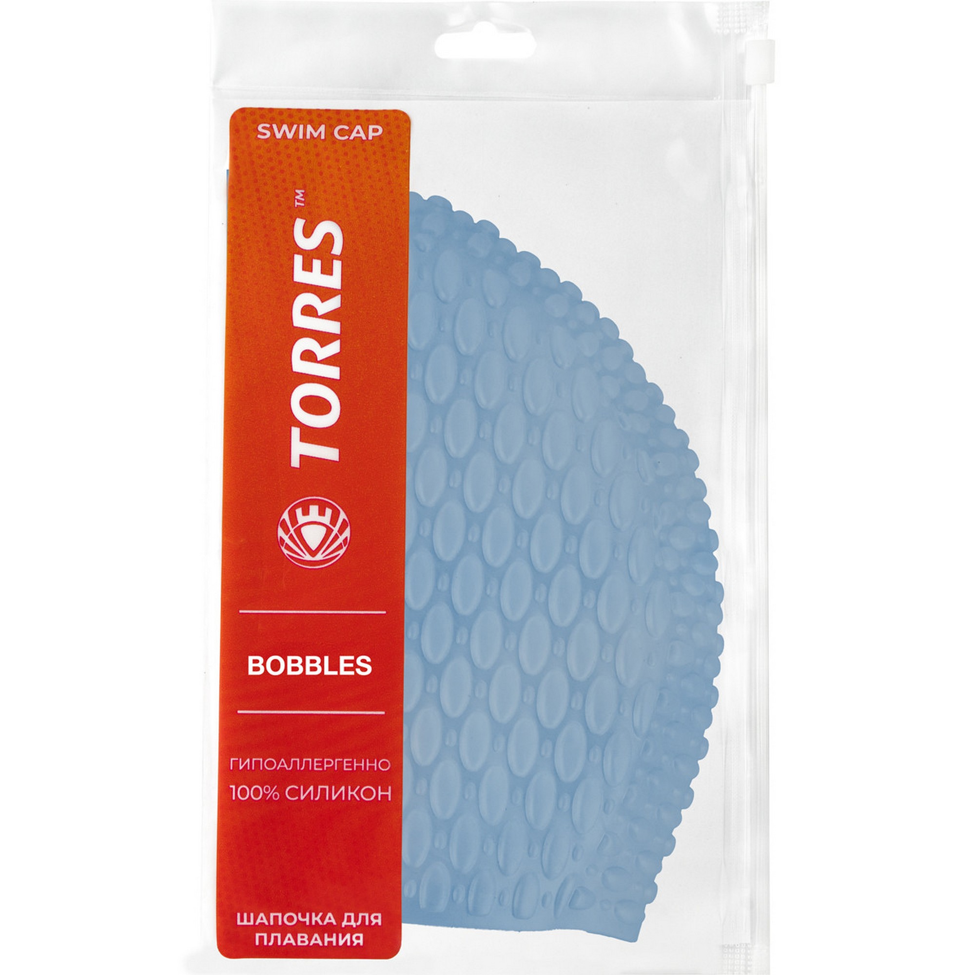 Шапочка для плавания Torres Bobbles, силикон SW-12204BL голубой