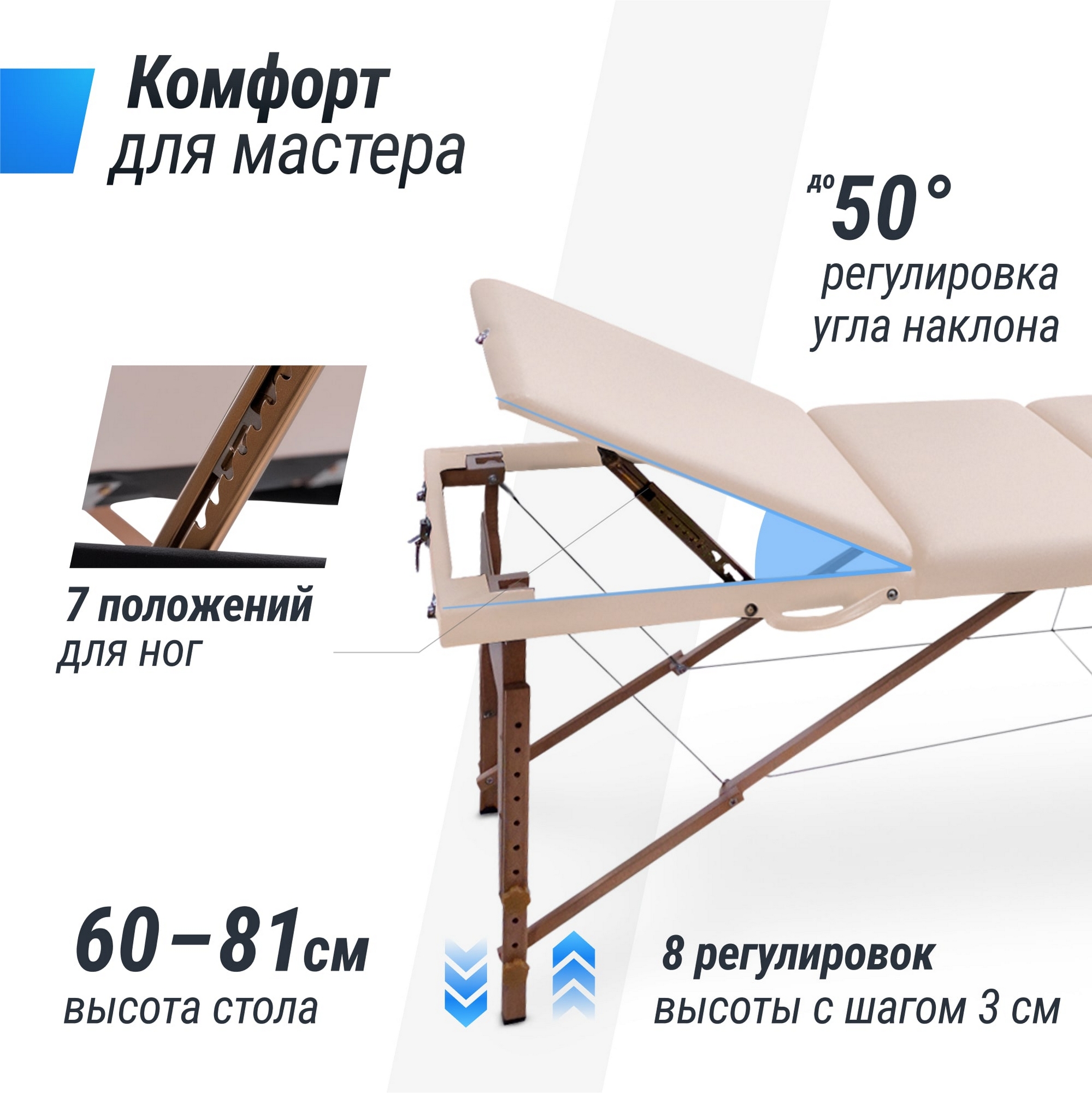 Массажный стол 3 Section Unix Standard MTSTANDARDBG Beige