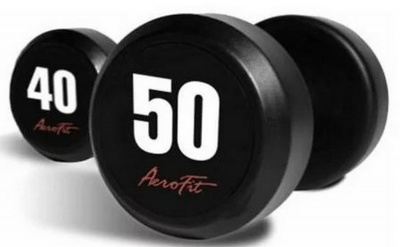 Набор обрезиненных гантелей от 40 до 50кг Aerofit AFDB40-50 черный