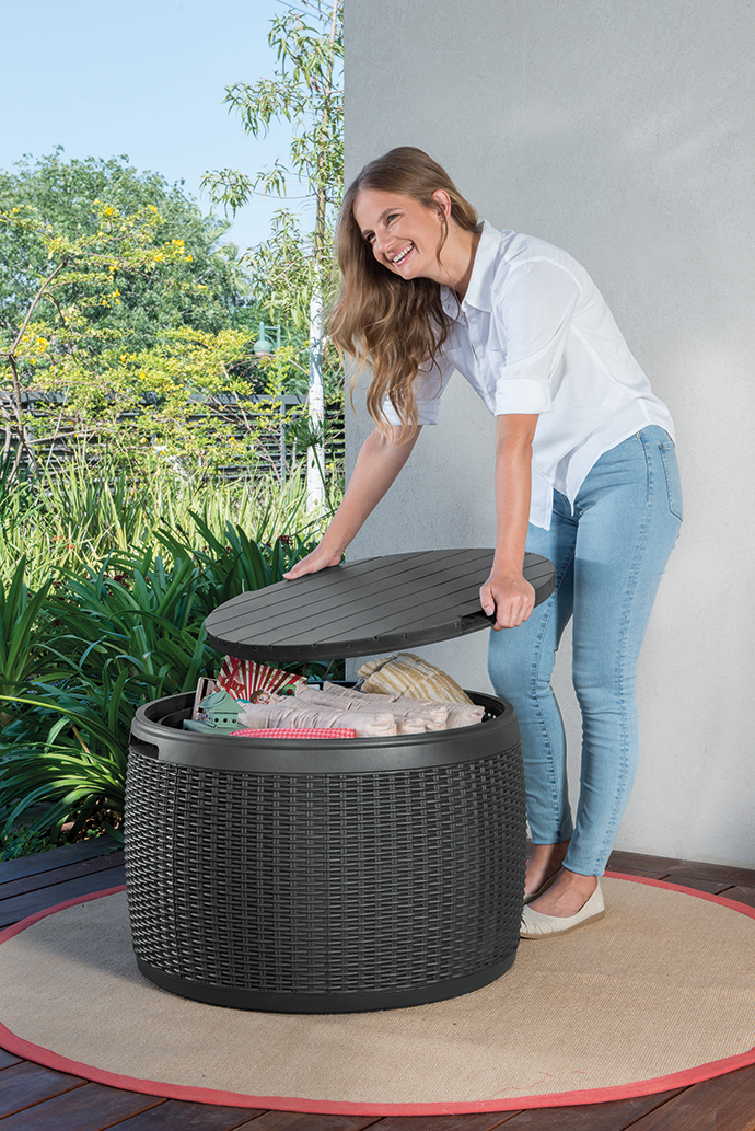 Стол-сундук Раттан 140л., графит Circa rattan storage box