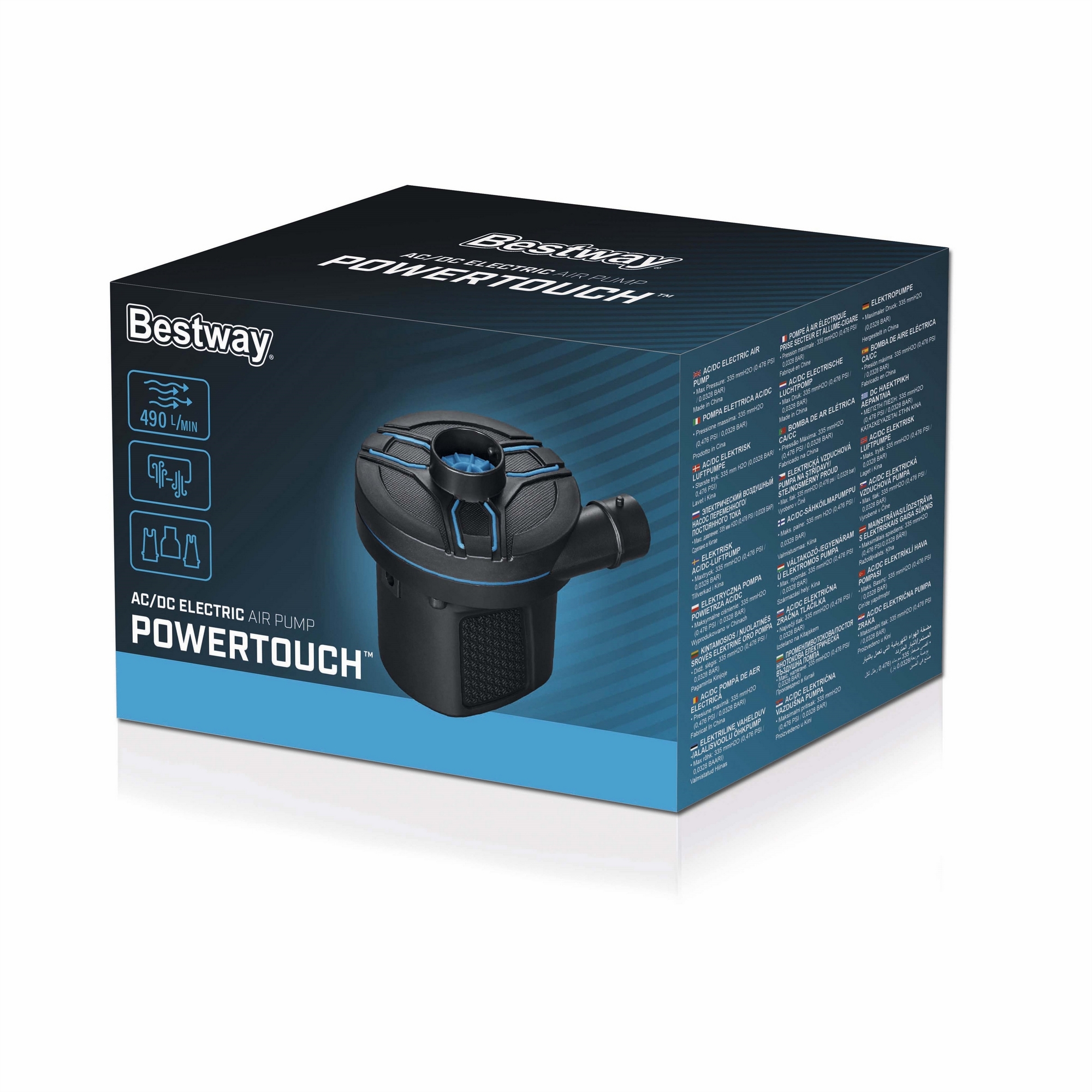 Насос электрический 12В/220В, 490 л/мин, 3 насадки Bestway 62255