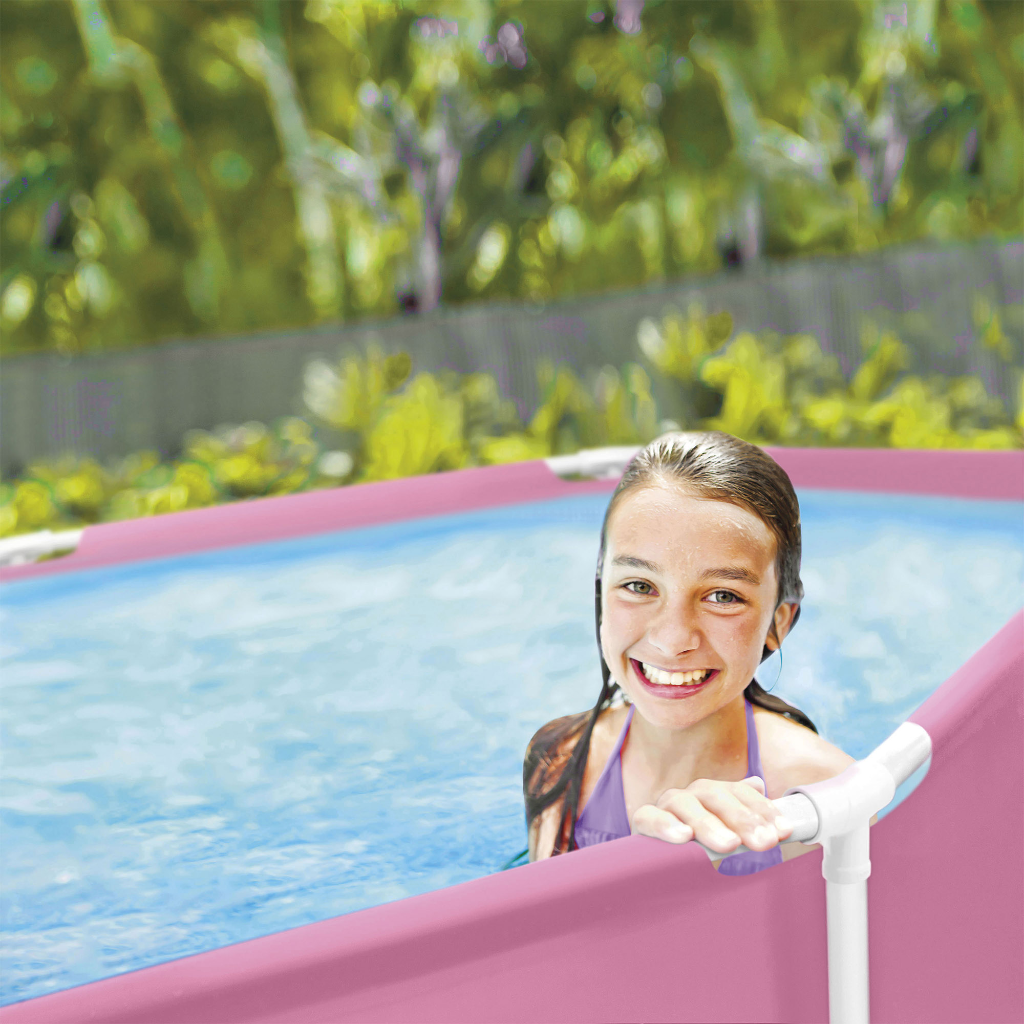 Каркасный бассейн 244х76см Intex Metal Frame Pink 28290 розовый