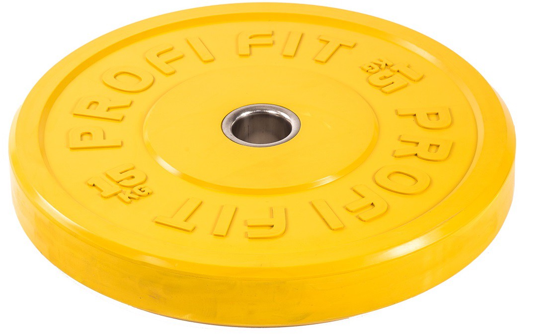 Диск для штанги каучуковый, цветной, d51 15кг Profi-Fit