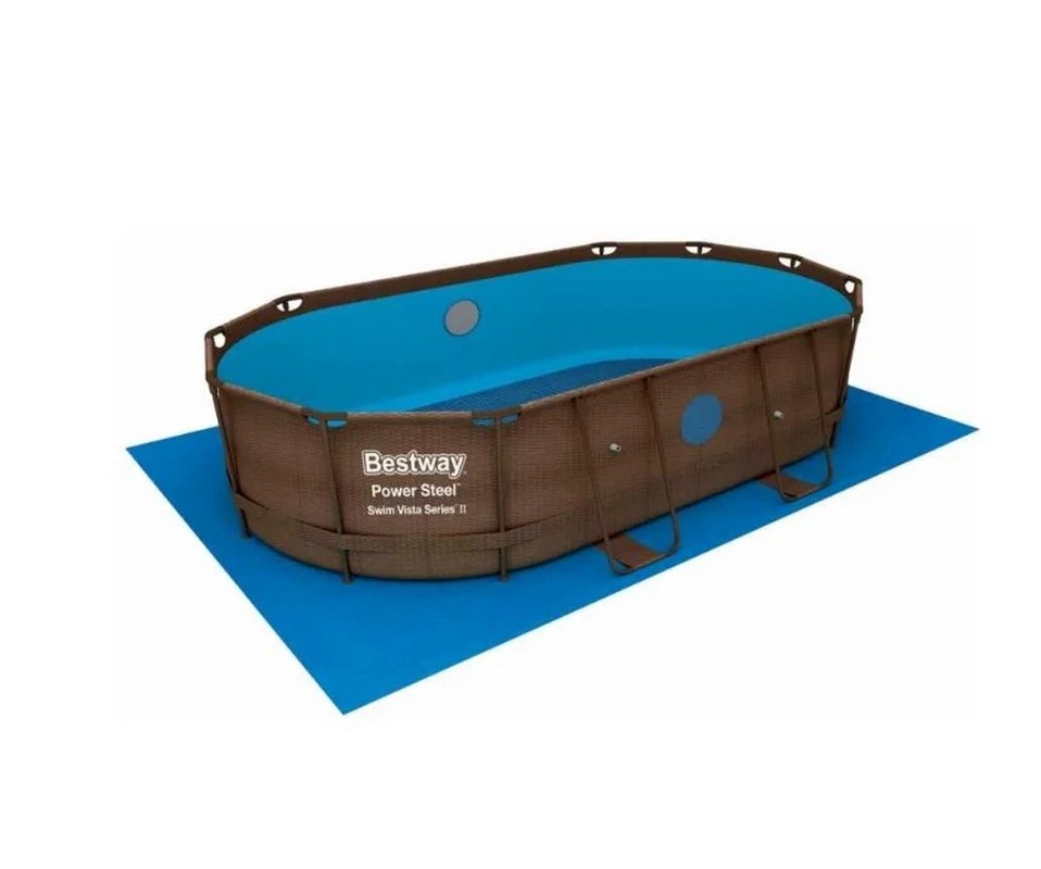 Бассейн овальный на стойках 427х250х100 см Bestway Power Steel Swim Vista 56714 ротанг