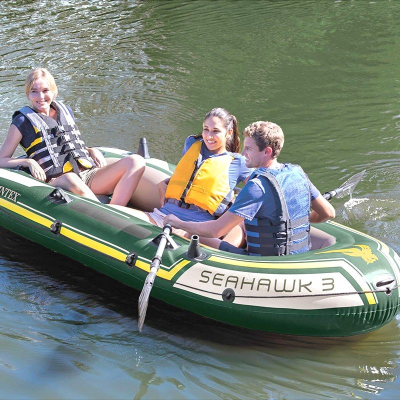 Лодка Intex Seahawk 3 Set надувная, 3-х местная, с пластмассовыми веслами и насосом 68380