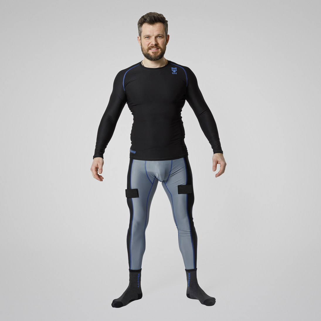 Брюки с защитной пластиковой раковиной Mad Guy Basic Compression JR черный\серый