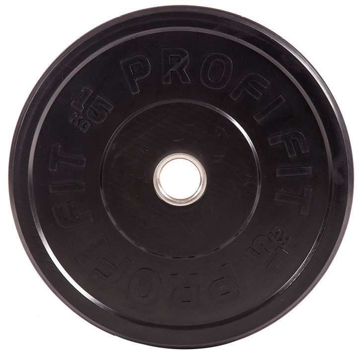 Диск для штанги каучуковый, черный, d51 15кг Profi-Fit