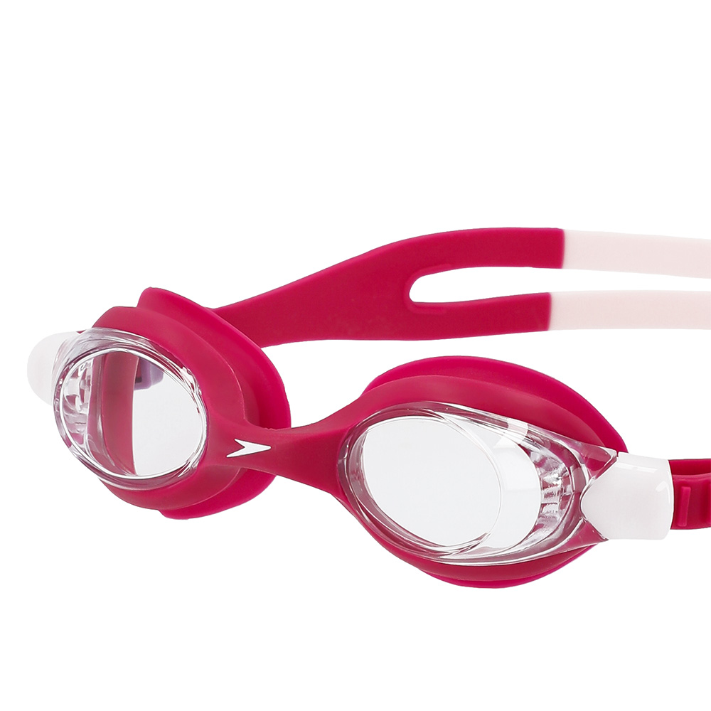 Очки для плавания детские 6-14 лет Speedo SKOOGLES Jr 8-7500645003-C17CF прозрачные линзы, красная оправа