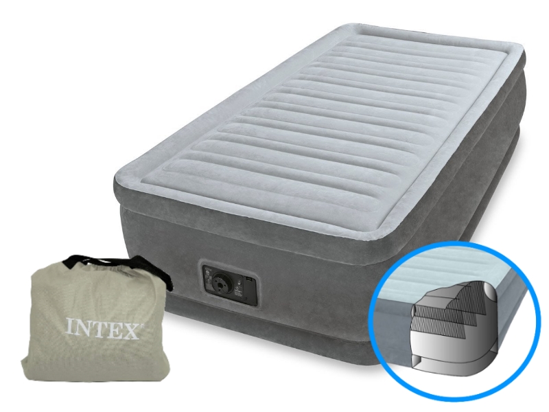 Надувная кровать Intex Comfort-Plush 99х191х46см, встроенный насос 220V 64412