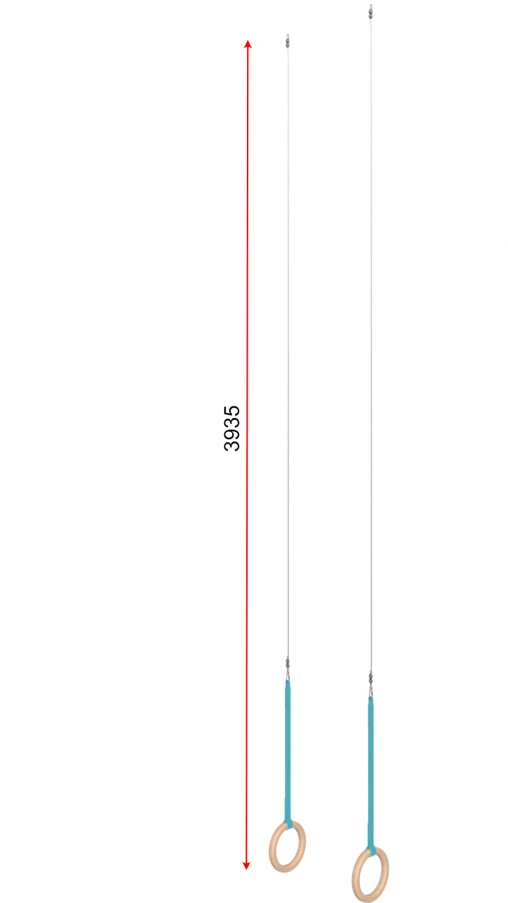 Кольца гимнастические D=235 мм с тросом 3 м 