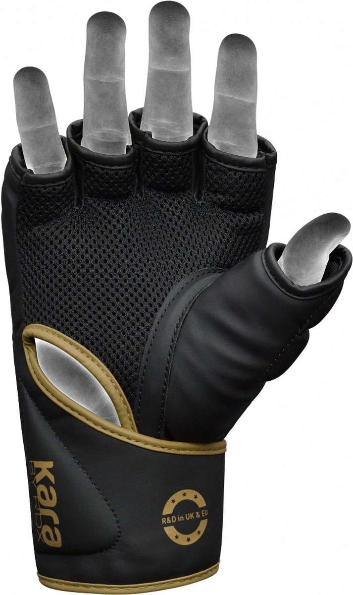 Перчатки тренировочные RDX Grappling F6 GGR-F6MGL черный\золотой матовый