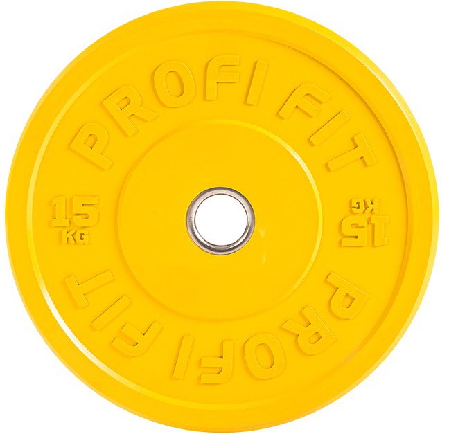 Диск для штанги каучуковый, цветной, d51 15кг Profi-Fit