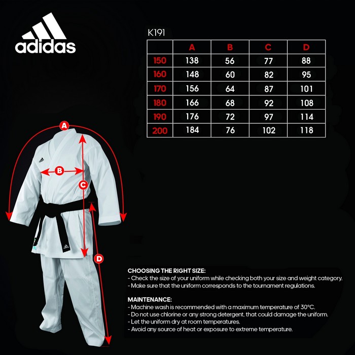 Кимоно для карате подростковое Adidas AdiLight WKF белое K191SK