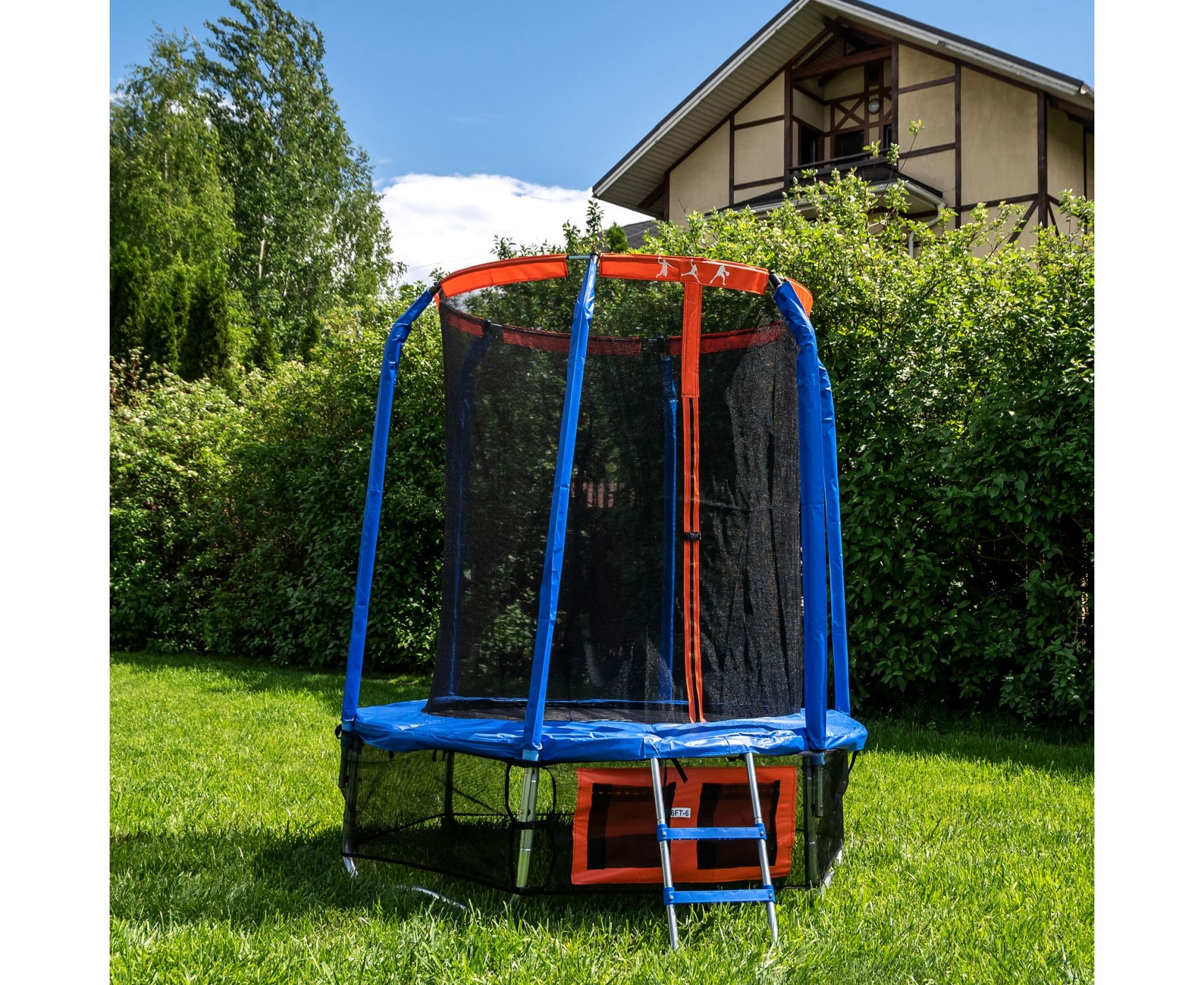 Батут DFC Jump Basket 6ft внутр.сетка, лестница (183cм) 6FT-JBSK-B