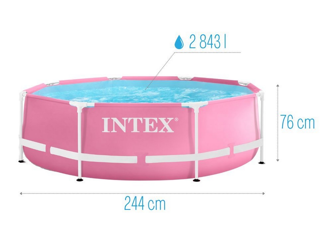 Каркасный бассейн 244х76см Intex Metal Frame Pink 28290 розовый