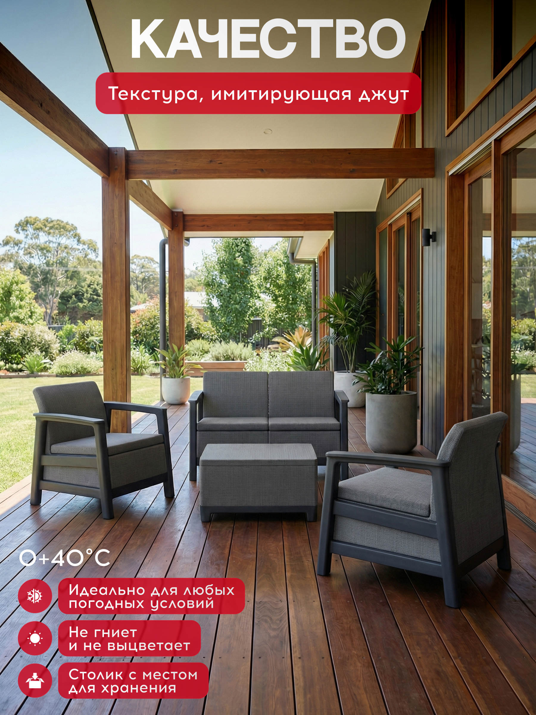 Комплект мебели Сканди (Scandi Linea 2 Seater Set) графит
