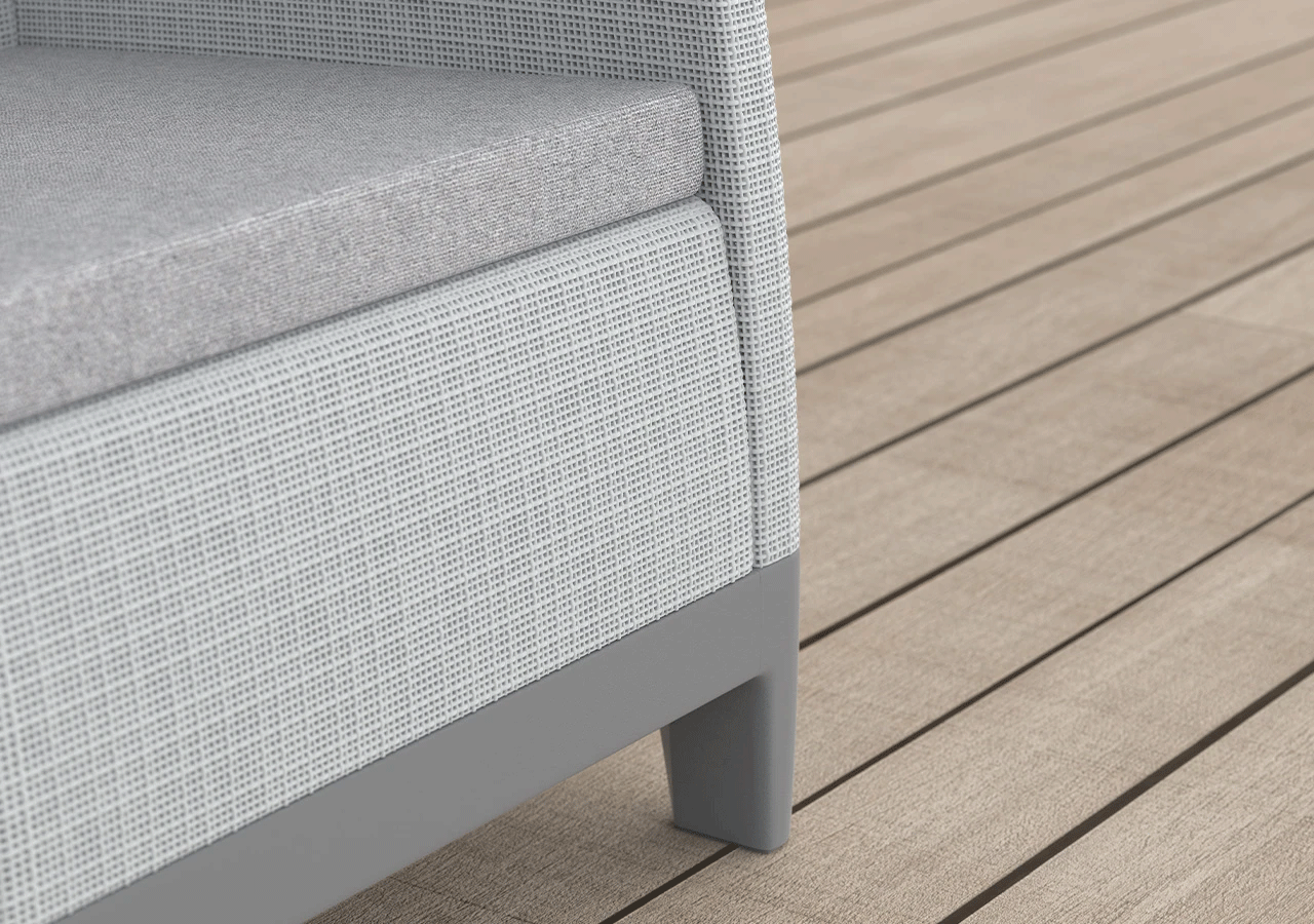Комплект мебели Сканди Форма (Scandi Forma set with 3 seater sofa and storage box jute table Ash grey & Storm Grey) св.серый