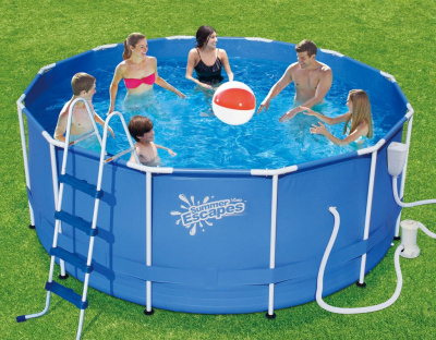 Каркасный бассейн круглый 366x122см SummerEscapes Polygroup P20-1248-B фильтр-насос