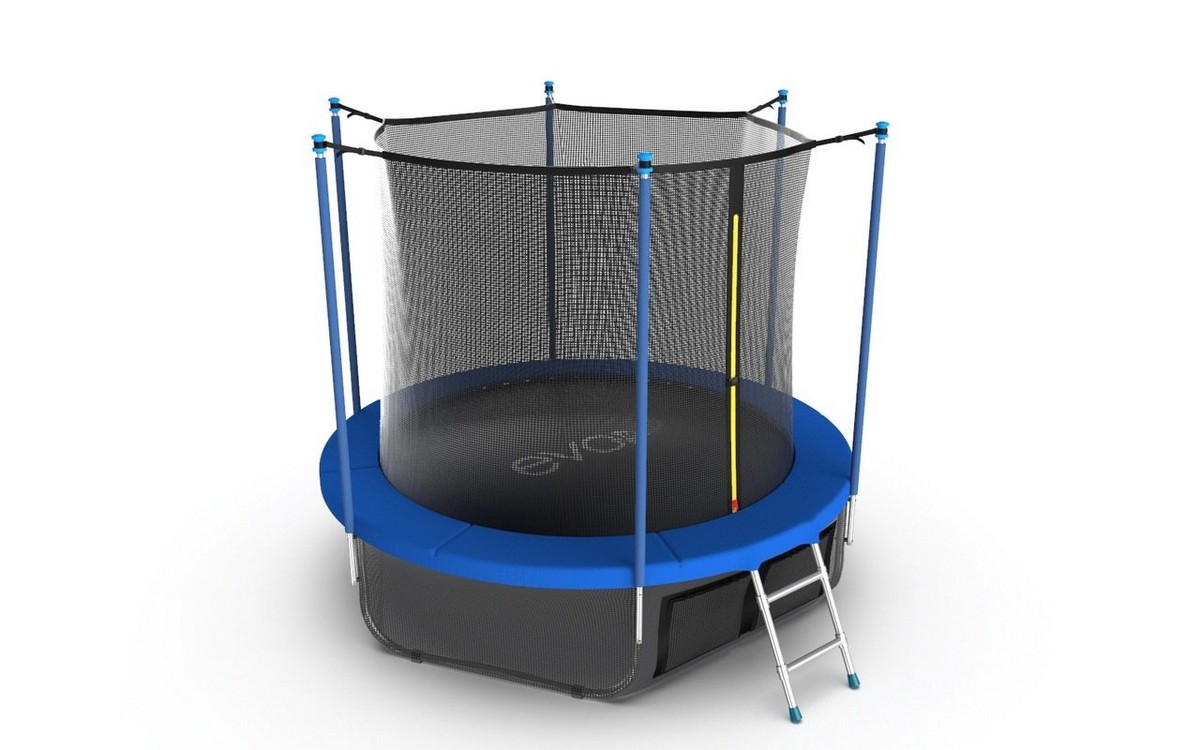 Батут с внутренней сеткой и лестницей EVO Jump Internal 10ft + нижняя сеть, синий (Sky)