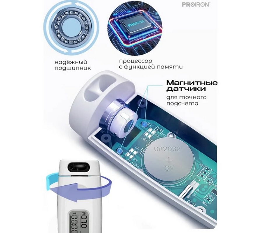 Скакалка умная с дисплеем PROIRON ПРО041 бело-розовый