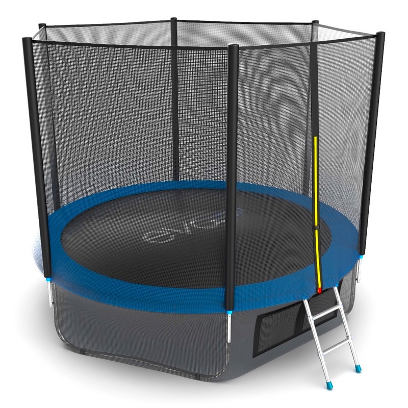 Батут с внешней сеткой и лестницей EVO Jump External 10ft+ нижняя сеть, синий