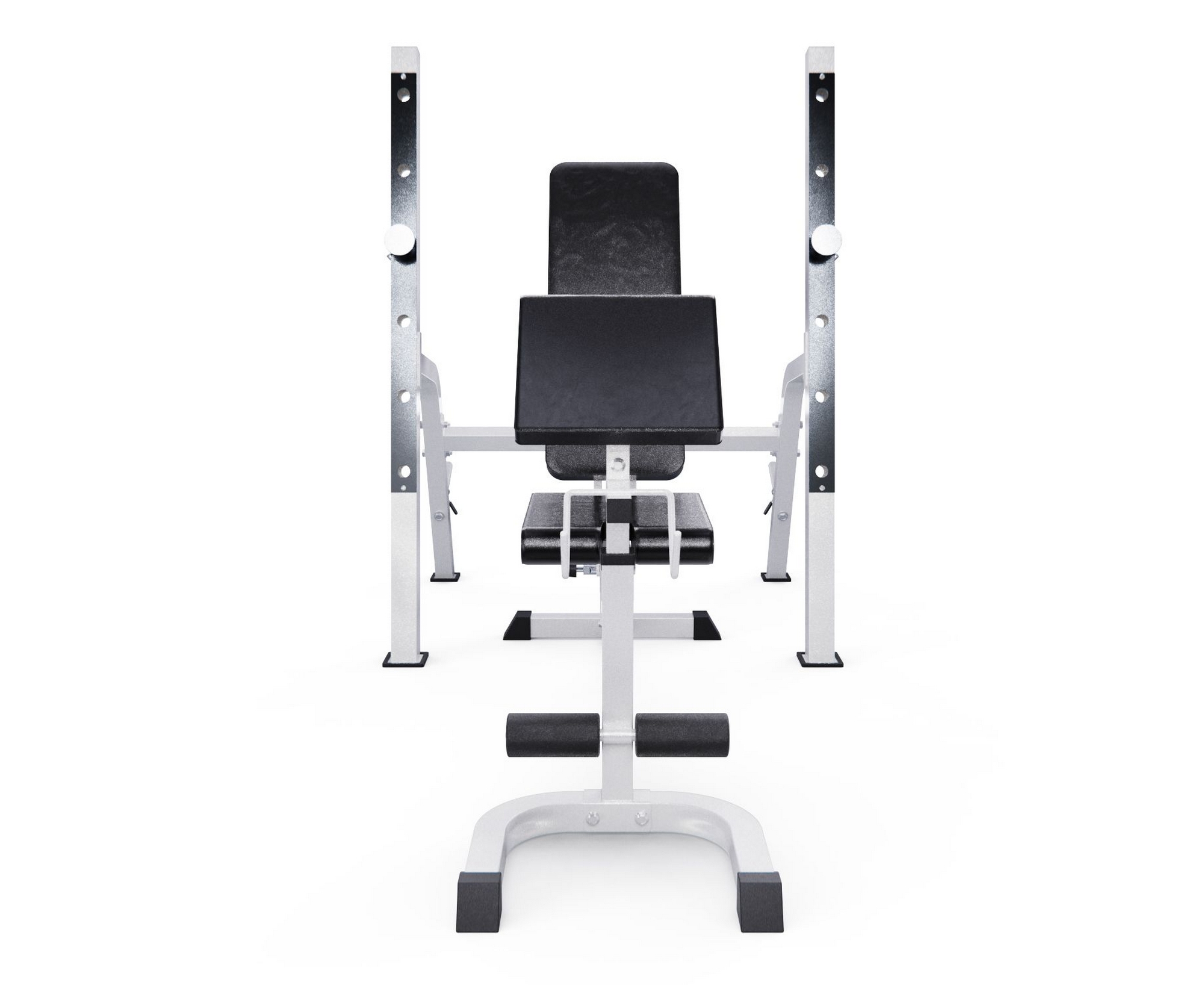 Скамья со стойками под штангу, с партой для бицепса DFC GORILLA 201321B белый | Premium Fitness