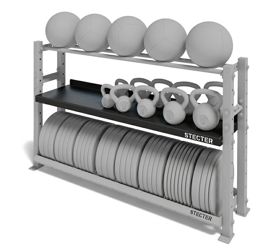 Стеллажная полка для гантелей\гирь (L1800 мм) Stecter