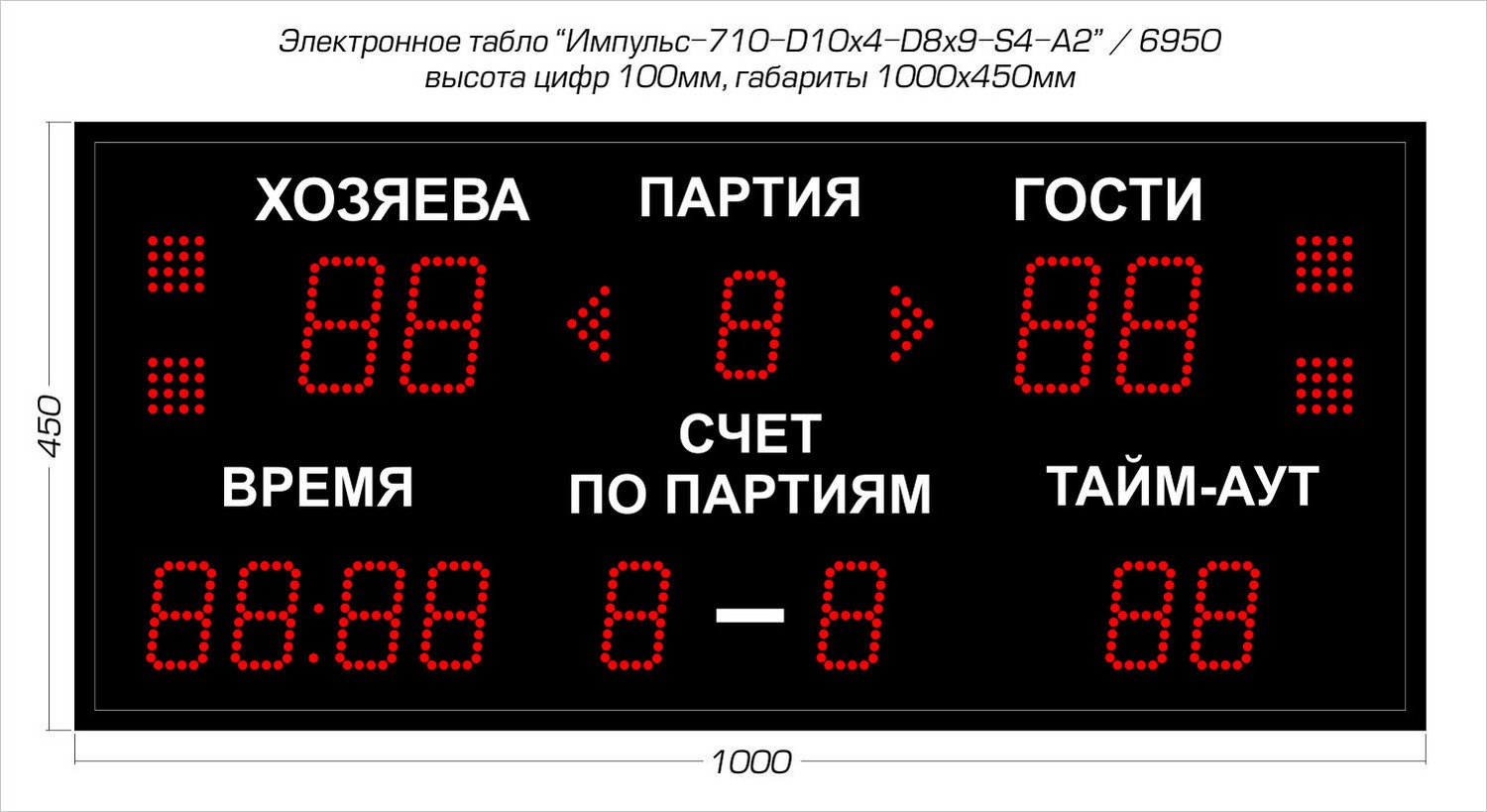 Табло для волейбола Импульс 710-D10x4-D8x9-S4-A2